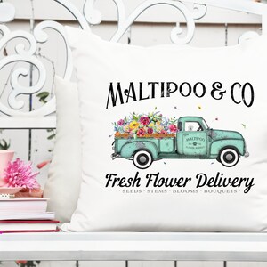 Maltipoo - Caminhão de entrega de flores para cães - Sublimação/Design para impressão | Download instantâneo | Sublimação | Imprimível | png