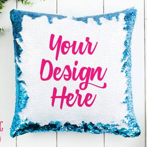 Sublimated Reversible Mermaid Sequin Flip Sequin Pillow Mock Up Decor Pillow