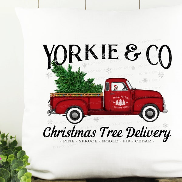 Yorkie - Dog Christmas Tree Delivery Truck - Sublimation/Printable Design | Instant Download | Sublimation | Printable | PNG