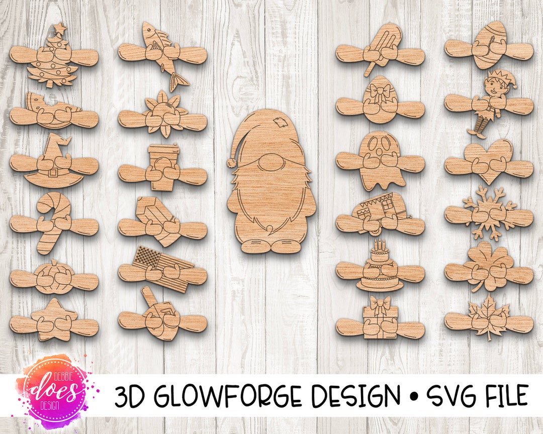 Interchangeable Gnome SVG: Seasonal Shapes, Glowforge Laser File ...