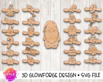 Interchangeable Gnome SVG - Seasonal Gnome - 24 shapes - Glowforge SVG File - Digital Laser Design SVG