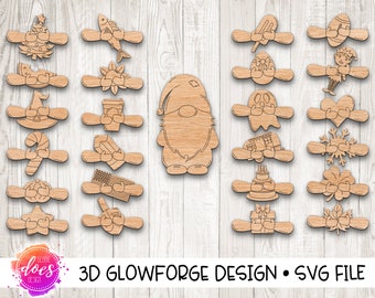 Interchangeable Gnome SVG: Seasonal Shapes, Glowforge Laser File (Digital Download)