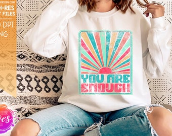 You Are Enough Retro PNG File: Mint Printable Design (Digital Download)