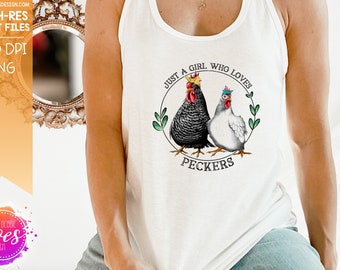 Girl Who Loves Peckers - Hand Drawn Hens - PNG (Digital Download)