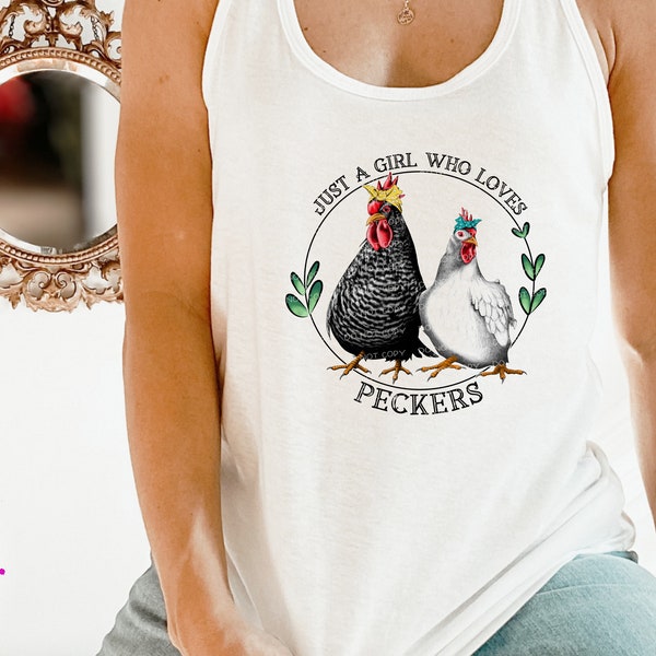 Just a Girl Who Loves Peckers - Hand Drawn Hens - Sublimation/Printable Design | Instant Download | Sublimation | Printable | PNG