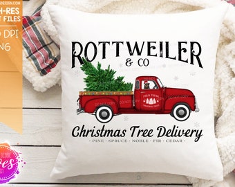 Rottweiler - Camion per la consegna dell'albero di Natale del cane - Sublimazione/Design stampabile / Download istantaneo / Sublimazione / Stampabile / PNG