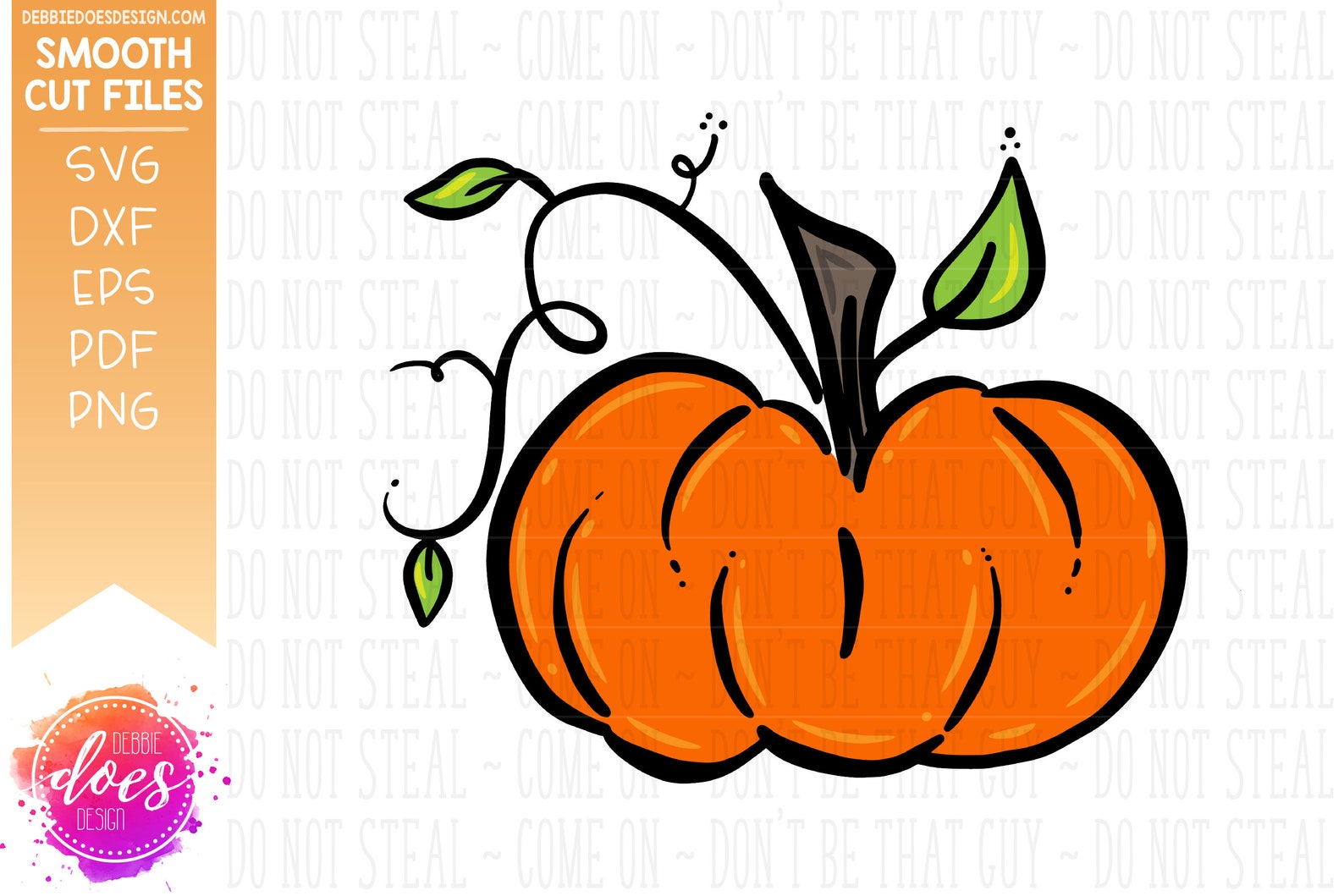 Hand Drawn Pumpkin With Vines SVG File Digital Cut Files - Etsy