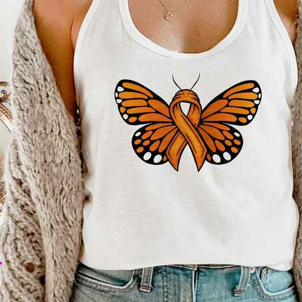 Awareness Ribbon Butterfly - Orange - Printable/Sublimation File | Instant Download | Sublimation | Printable | PNG