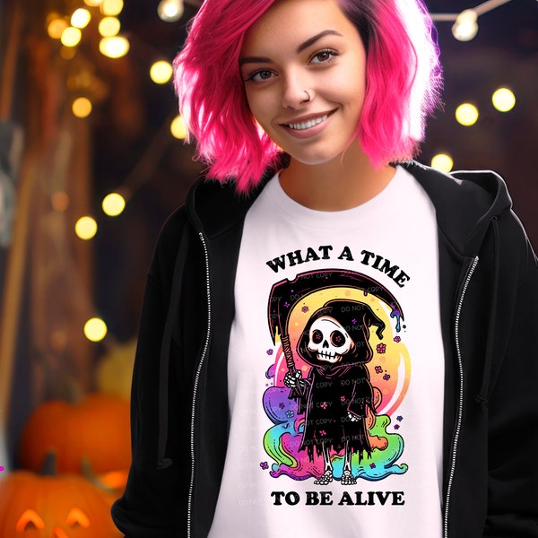 Time to be Alive - Rainbow Grim Reaper - Printable/Sublimation Design - Instant Download | Sublimation | PNG