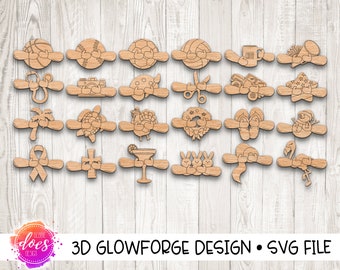Interchangeable Gnome Arm Attachments: 24 Designs, Glowforge SVG File (Digital Download)