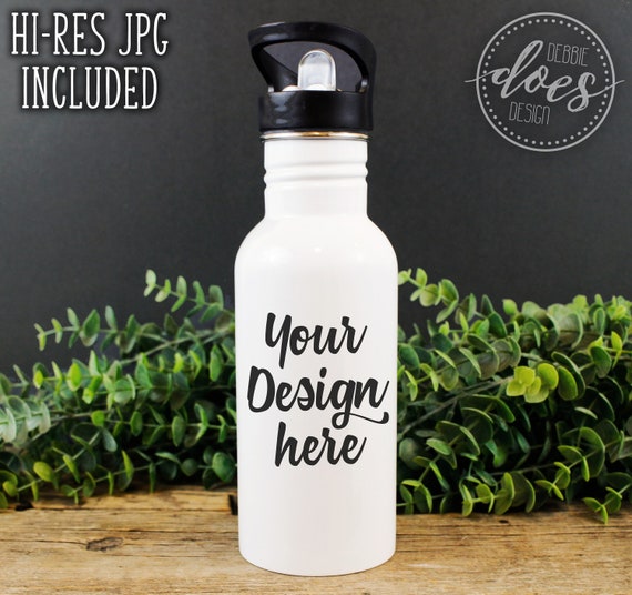 White Sublimation Water Bottle Mockup Water Bottle With Etsy