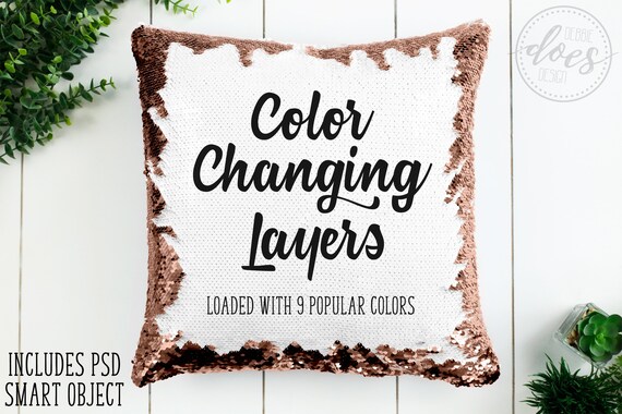 Buy Color Changing Sequin Pillow Mockup With Smart Object Sequin