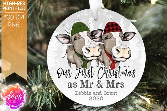 Our First Christmas as Mr & Mrs Cow 3 Versions | Etsy