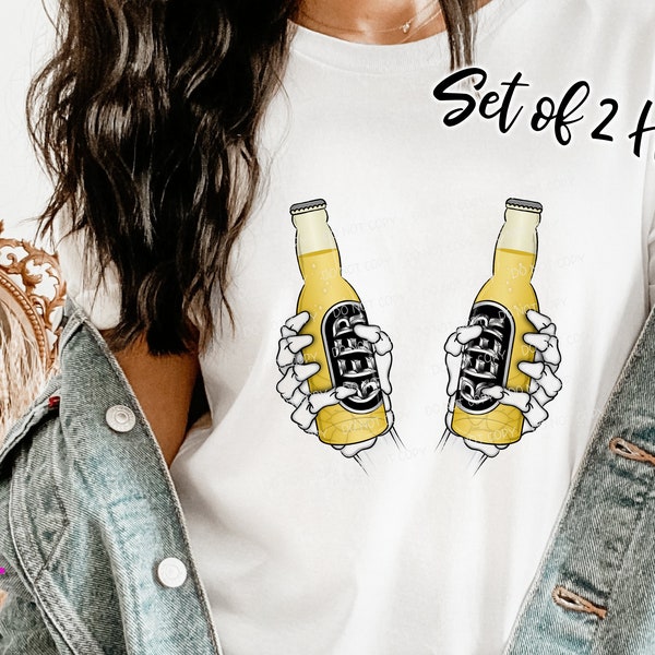 Light Beer Bottle Skeleton Hands - Includes 2 versions!  - Sublimation/Printable Design | Instant Download | Sublimation | PNG