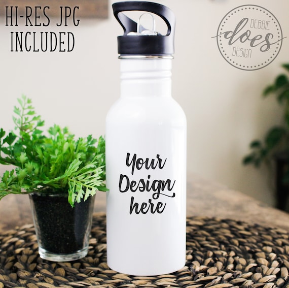 White Sublimation Water Bottle Mockup Water Bottle With Etsy