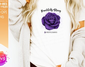 Beautifully Strong - Fibromyalgia Rose - Sublimation/Printable Design | Instant Download | Sublimation | Printable | PNG