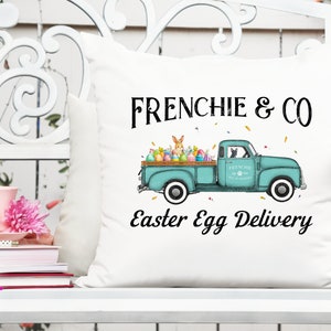 Frenchie - Noir et Blanc - Camion de livraison d’œufs de Pâques pour chien - Conception imprimable/sublimation | Téléchargement instantané | Sublimation | Imprimable | PNG
