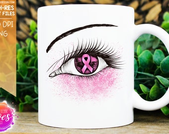 Awareness Ribbon Eye Design - Pink | Instant Download | Sublimation | Printable | PNG | Sublimation Design