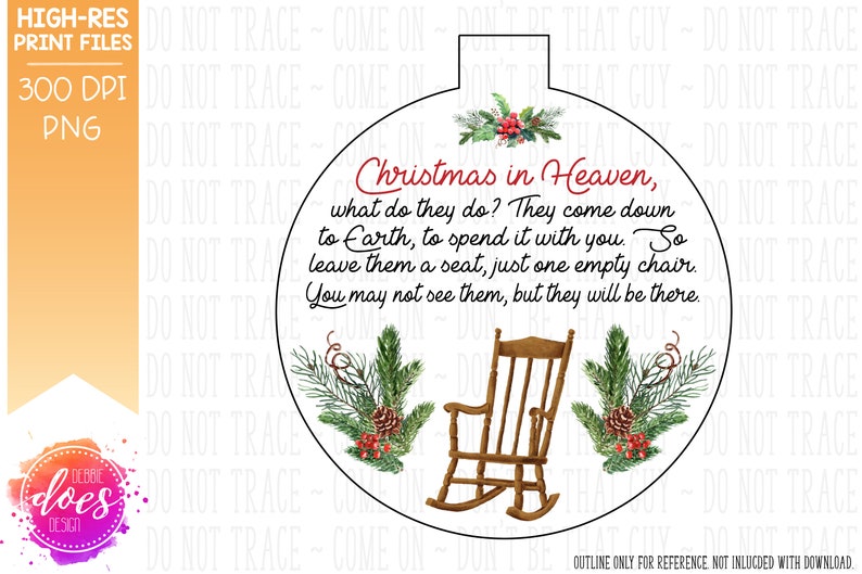 Christmas in Heaven Chair Ornament Template Ornament | Etsy