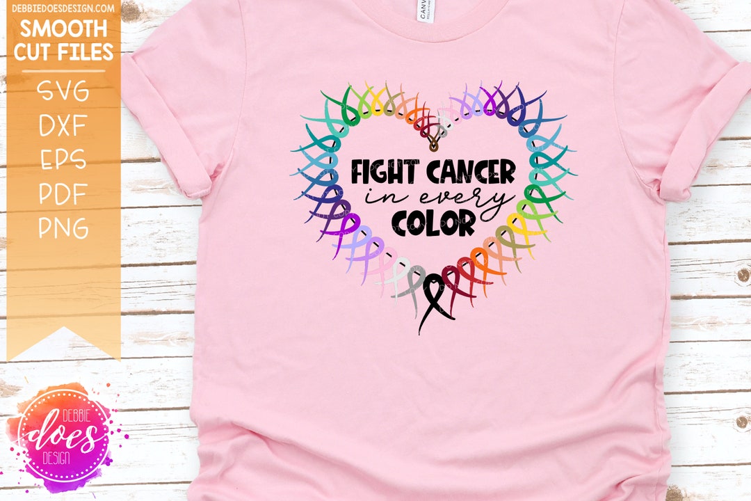 Fight Cancer in Every Color/colour - Awareness Ribbon Heart - SVG File ...