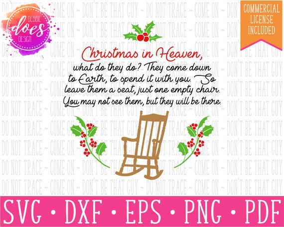 Download Christmas In Heaven Chair Poem Circle SVG Digital Cut | Etsy