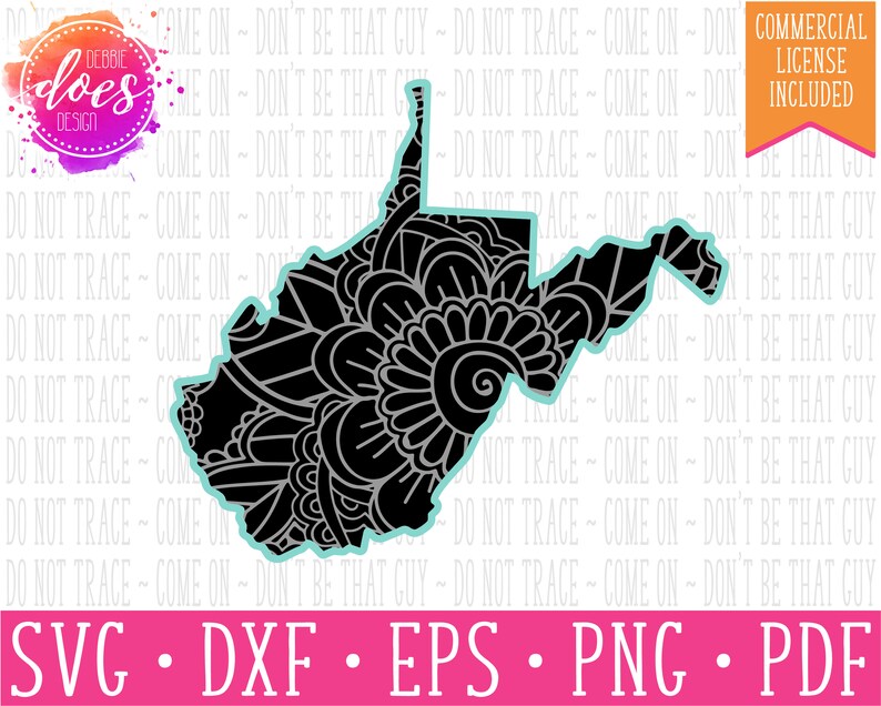 Download Paisley Mandala State West Virginia SVG Digital Cut | Etsy
