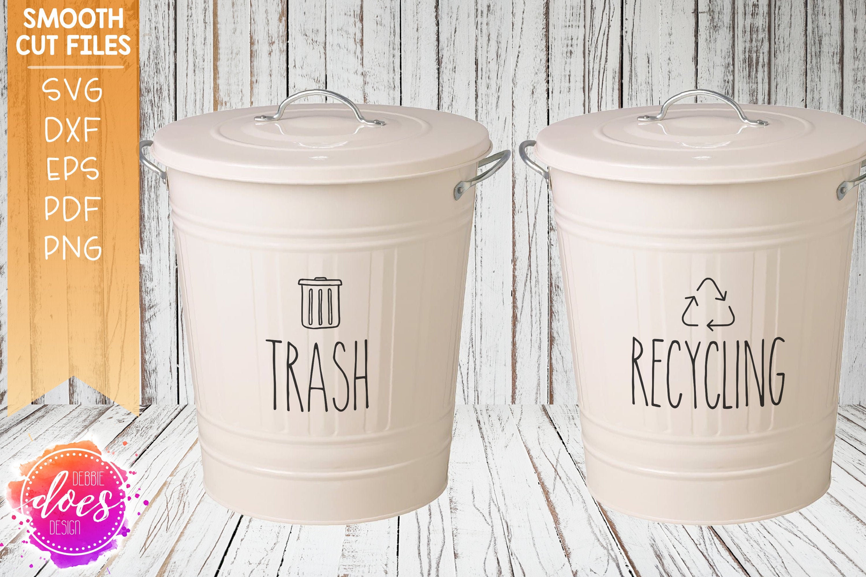 Trash & Recycling Can Labels SVG Files Digital Cut Files Etsy