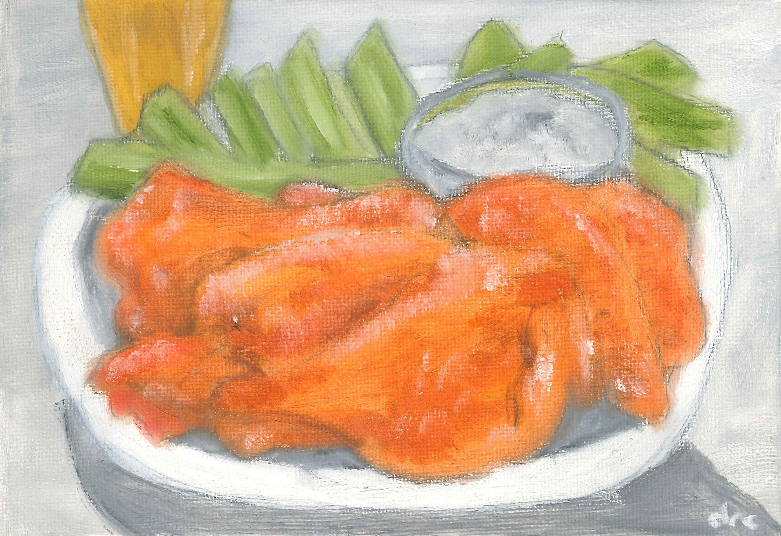 Chicken Wing Painting Food Printables Bar Decor Still | Etsy