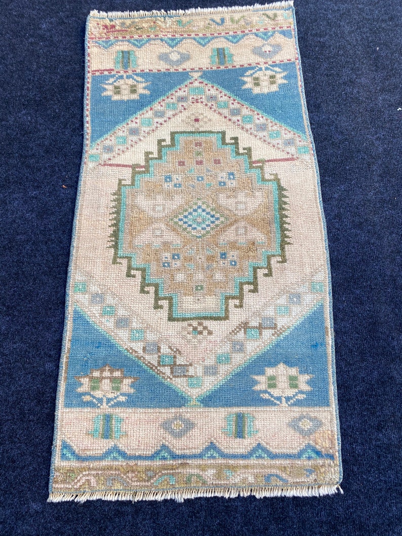 Small Rug Blue Green Wool 3.18x1.60 Vintage Turk\u0131sh Rug Oushak Rug Handmade Vintage Turk\u0131sh Minis