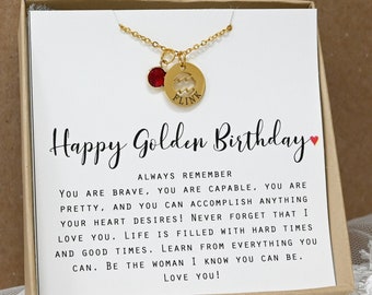 January birthday Golden Birthday Gift Necklace Happy Golden Birthday Personalized Birthday Gift for her women girl sister daughter friend
