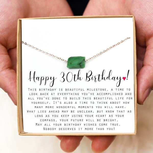 Custom 30th Birthday Necklace Gift for Friends sister 30 Year Old Birthday Personalized Gift for Her Birthday Card with Necklace birthstone