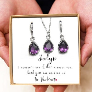 Dark purple amethyst  Personalized Bridesmaid Gift purple Bridesmaid Jewelry Set  Bridesmaid Earrings Necklace Bracelet  Bridal Party Gift