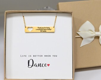 Personalized dance team gifts, ballet necklace ,dance recital gifts, personalized dance necklace ,bar necklace, ballet teacher gift
