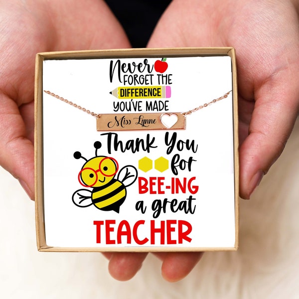 Teacher necklace Teacher appreciation, teacher assistant, unique teacher gifts, preschool teacher gift, student teacher  dance teacher   bar