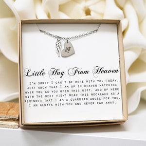 Personalized Hug from Heaven Angel Wings Necklace Gift from Heaven Birthday Christmas Keepsake Letter from Heaven Sympathy Condolence Gift