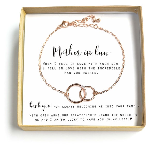 Mother in Law Gift Mother of the Groom 2 circles bracelet Necklace Bonus Mom Jewelry Mother of The Bride Gift on Wedding Day Mother's Day