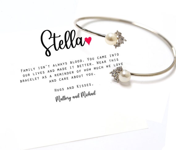 Bonus mom grandmother daughter CHRISTMAS  gift from bride,mom bracelet /necklace, Stepmom wedding gift from the groom, Dainty pearl necklace
