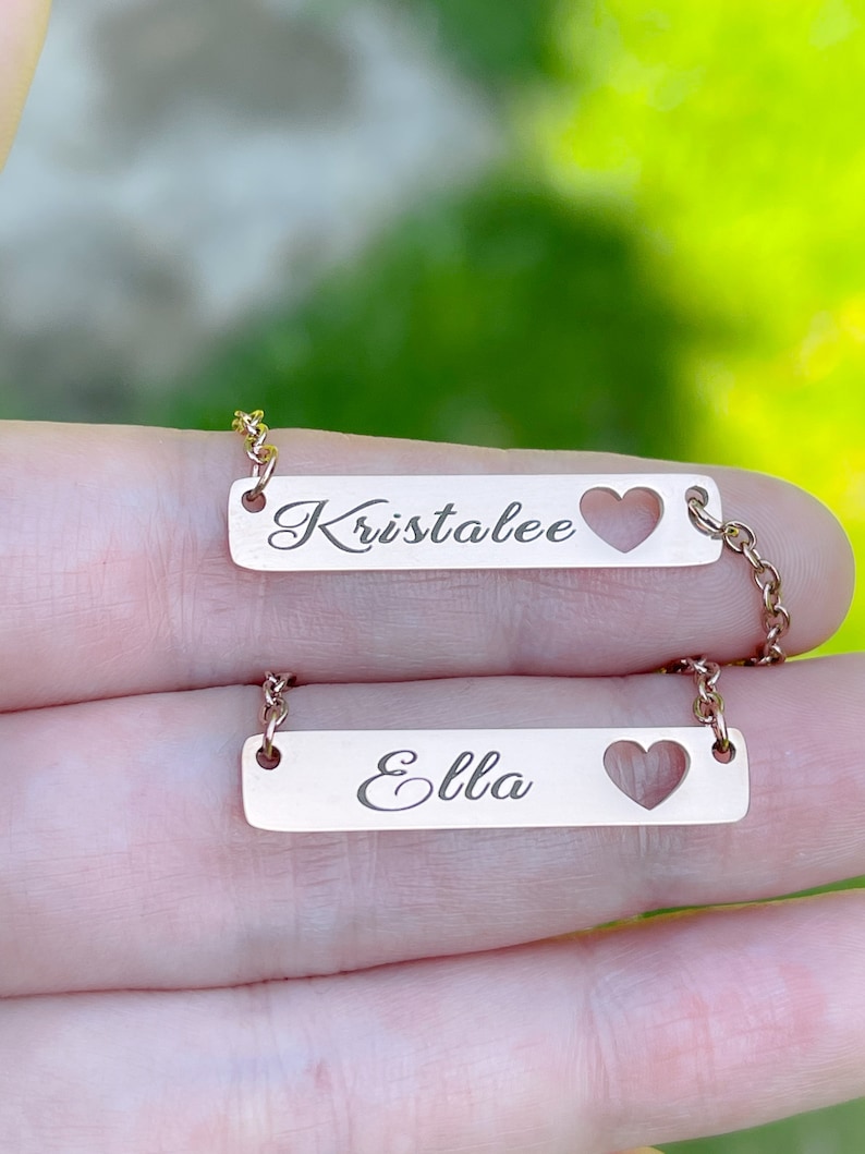 Personalized jewelry, name necklace ,BAR step Daughter Gift,Bonus Daughter ,Stepdaughter,Birthday,Gift,second daughter 2nd,daughter in law imagem 2