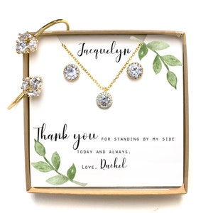 bridesmaid earrings bridesmaid gift set of  3 4 5 6 7 8 earrings silver rose gold bridesmaid jewelry set  Stud round earrings Cuff bracelet