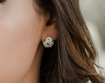 Wedding Earrings, Cubic Zirconia Bridal Earrings, Silver Earrings, Silver Bridal Earrings, CZ Earrings, Rhinestone stud Earrings