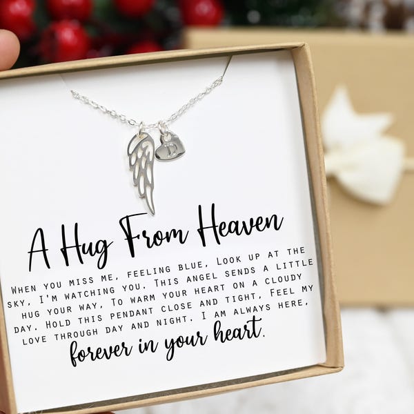 Angel wing necklace gift from Heaven memorial gift from Angel passed dad mom keepsake letter from heaven sympathy condolence