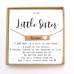 Personalize Gift for Little Sister Necklace  Sister Gifts Birthday Gift for Little Sister wedding Jewelry Gift for Sister Custom name  bar