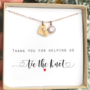 Personalized Bridesmaid Necklace: Crystal & Heart Charm, Bridesmaid Proposal Gift