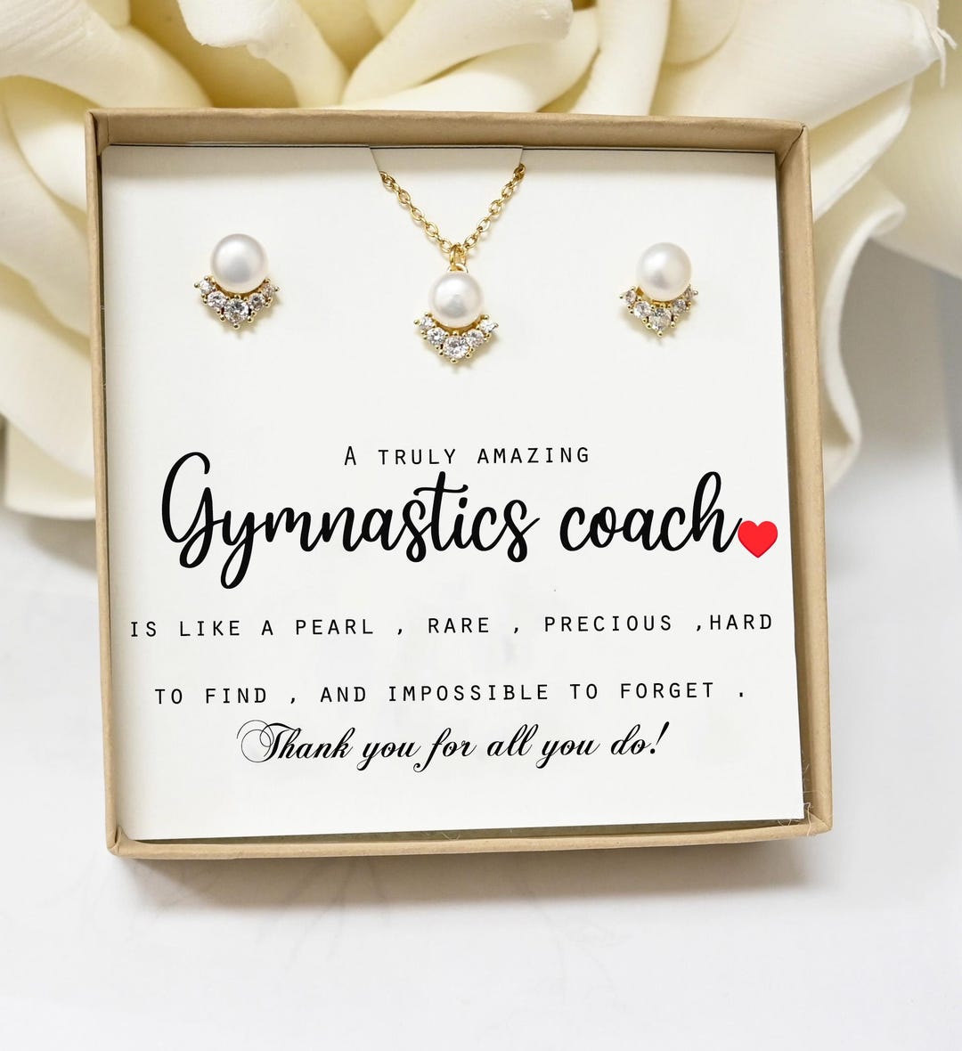 Gift for Gymnastics Coach Appreciation Pearl Necklace Gift for Her ...