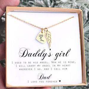 Loss of Father Gift Necklace: Engraved Heart & Wing Charm