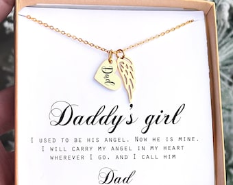 Loss of father memorial Gifts I used to be his angel now his mine Loss of father gift Grief Gift Sympathy Dad remembrance Necklace Pass Away