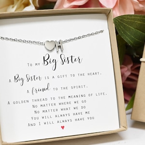 Personalized Big Sister Initial Necklace: Stainless Steel Sister Gift