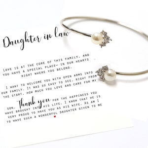 DAUGHTER IN LAW , Wedding Gift, Jewelry From Mother-In Law, Gift for Bride from mother of the groom ,  pearl bracelet
