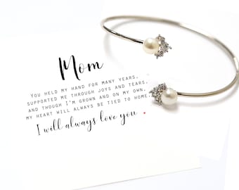 Gift for mom , mother in law ,bonus mom ,pearl bracelet with matching earrings