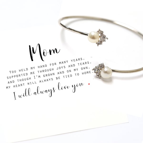Gift for mom , mother in law ,bonus mom ,pearl bracelet with matching earrings